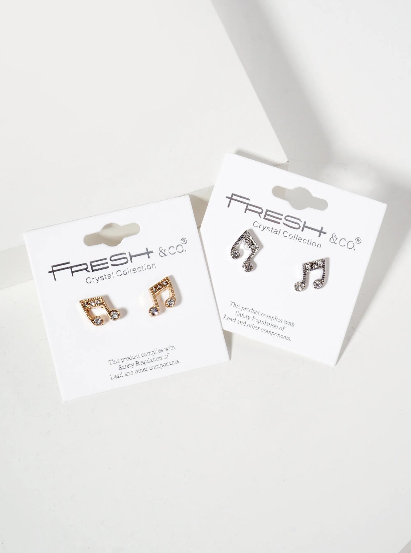 Music-Inspired Crystal-Pave Symmetrical Musical-Note Stud Earrings