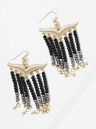 Mustachelike Faceted Glass Bead Tassel Drop Fish Hook Dangle Drop Earrings
