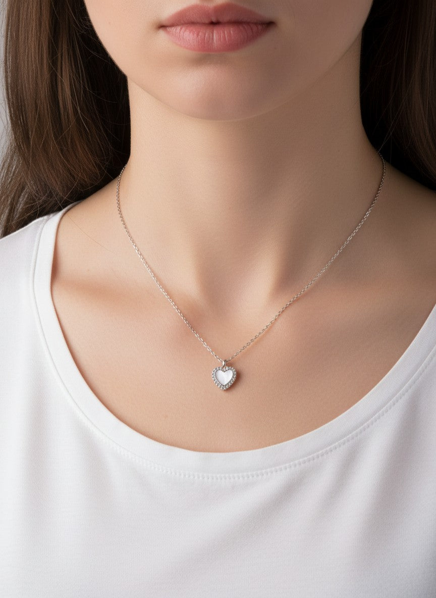 Heart Pave Pendant 18K-Gold-Dipped Necklace