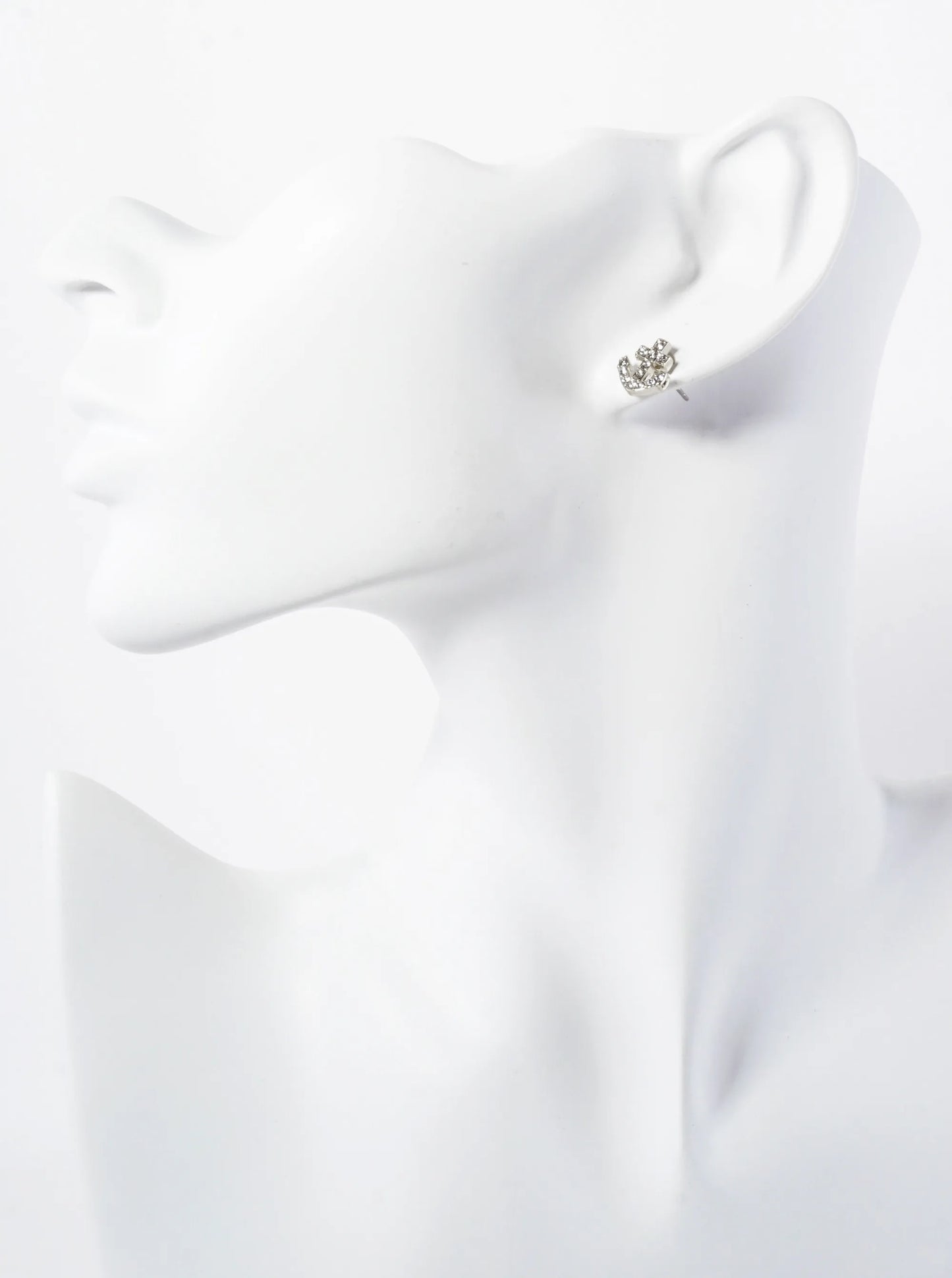 Nautical-Theme Crystal-Pave 10mm Anchor Stud Earrings
