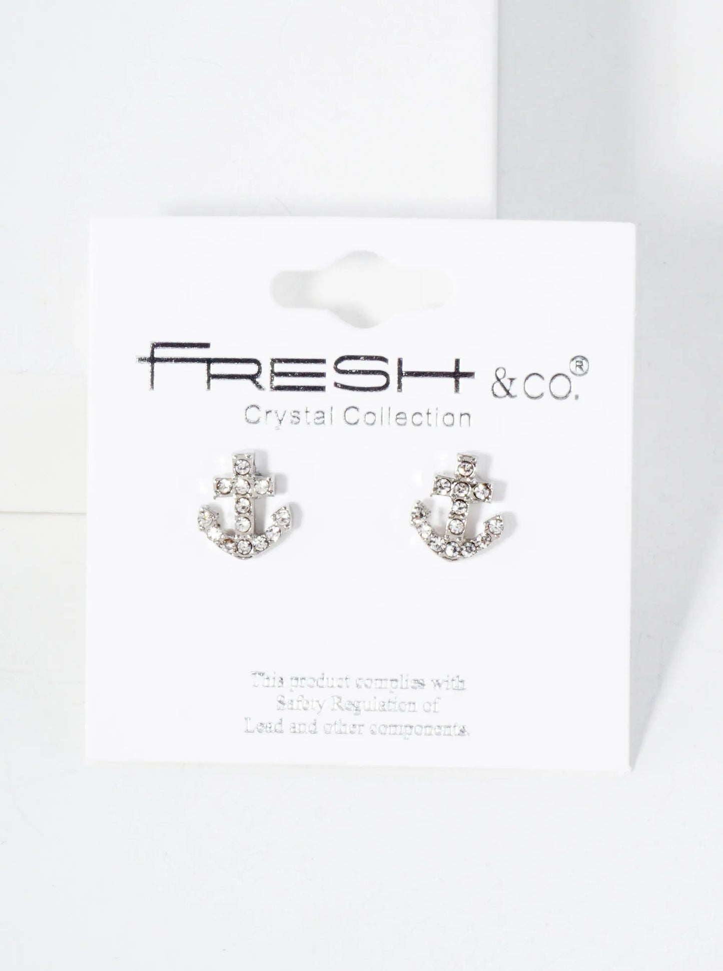 Nautical-Theme Crystal-Pave 10mm Anchor Stud Earrings