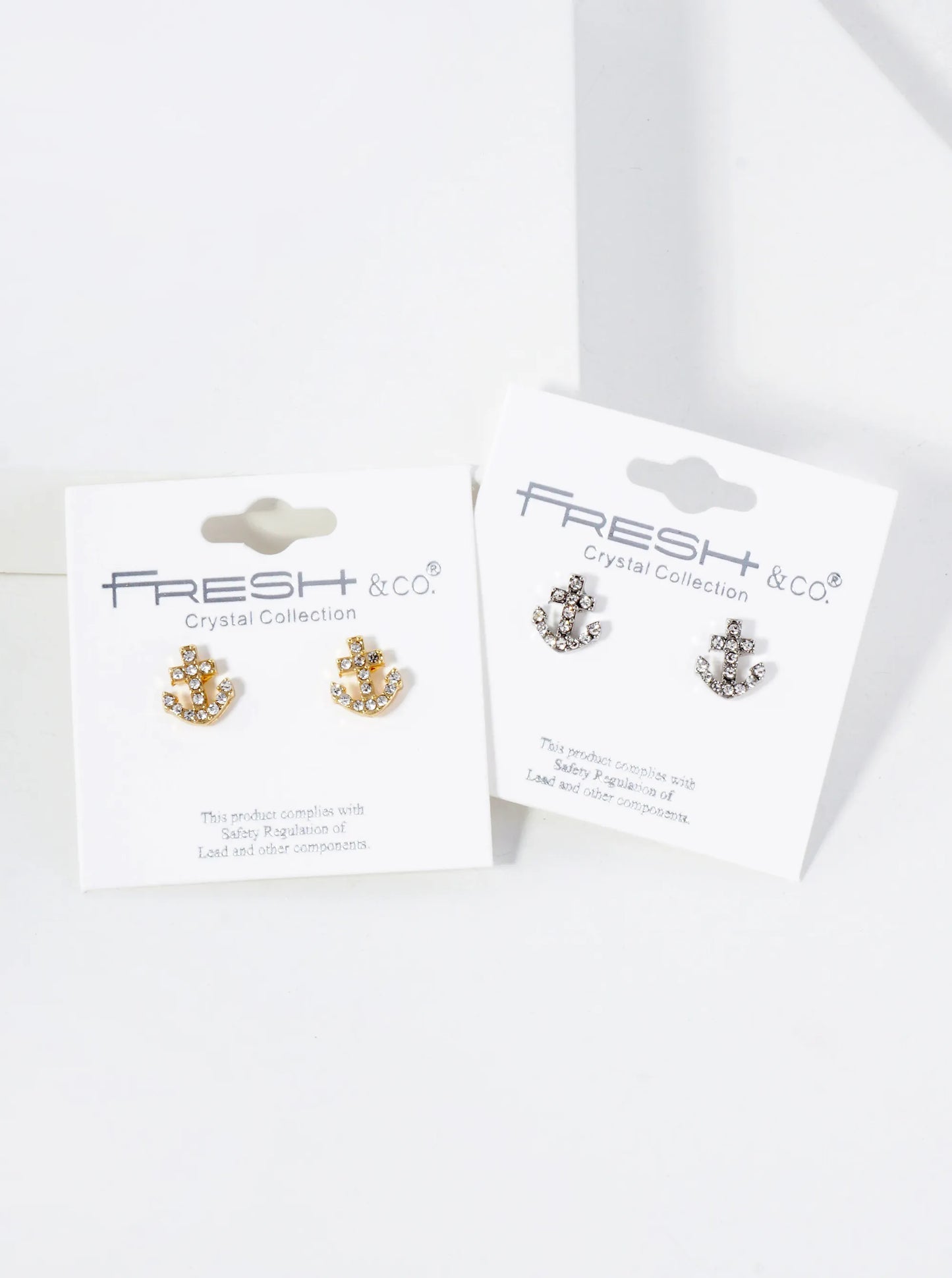 Nautical-Theme Crystal-Pave 10mm Anchor Stud Earrings