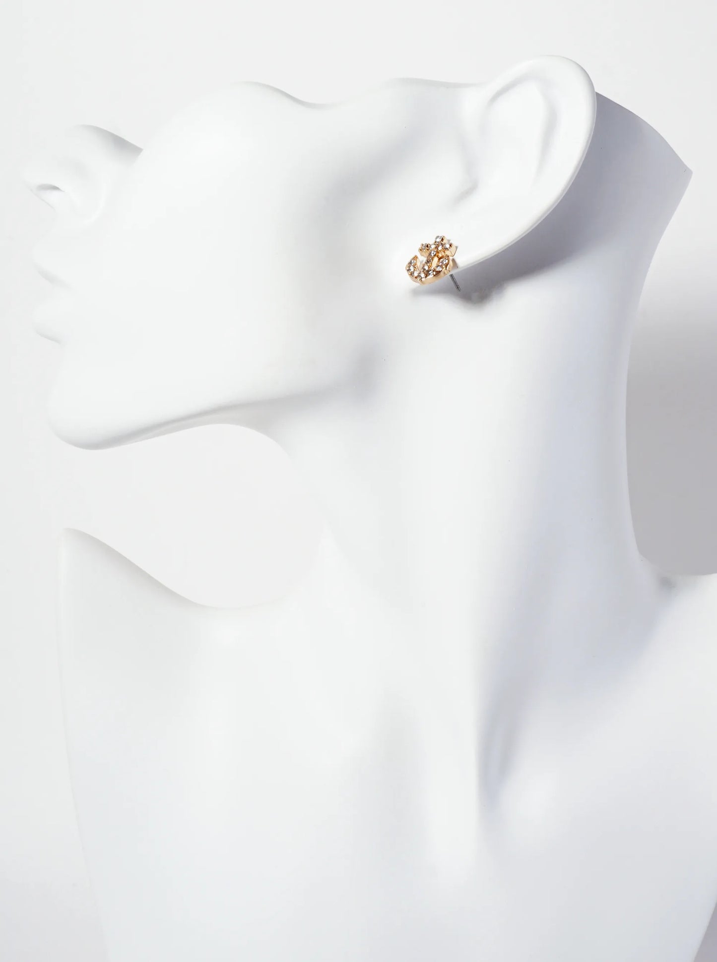Nautical-Theme Crystal-Pave 13mm Anchor Stud Earrings