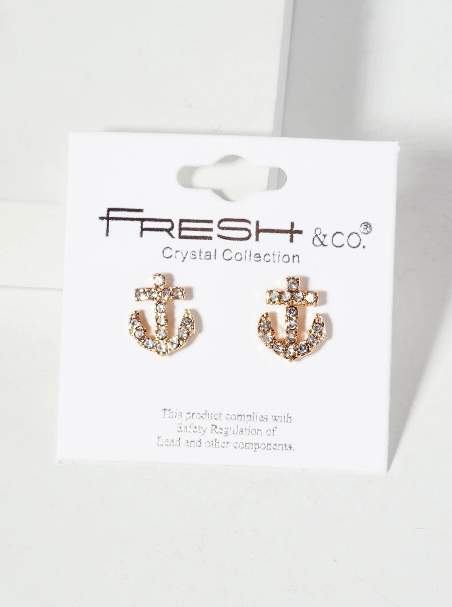 Nautical-Theme Crystal-Pave 13mm Anchor Stud Earrings