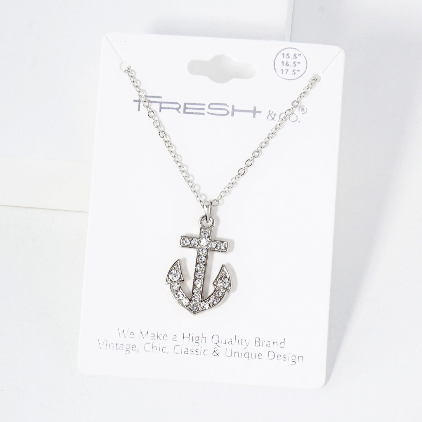 Nautical-Theme Crystal-Pave Anchor Pendant Necklace