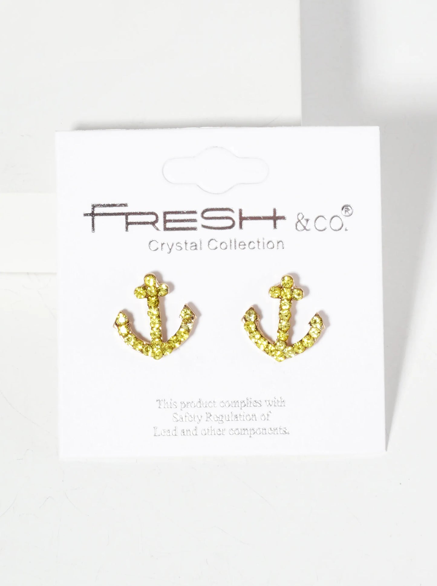 Nautical-Theme Crystal-Pave Anchor Stud Earrings
