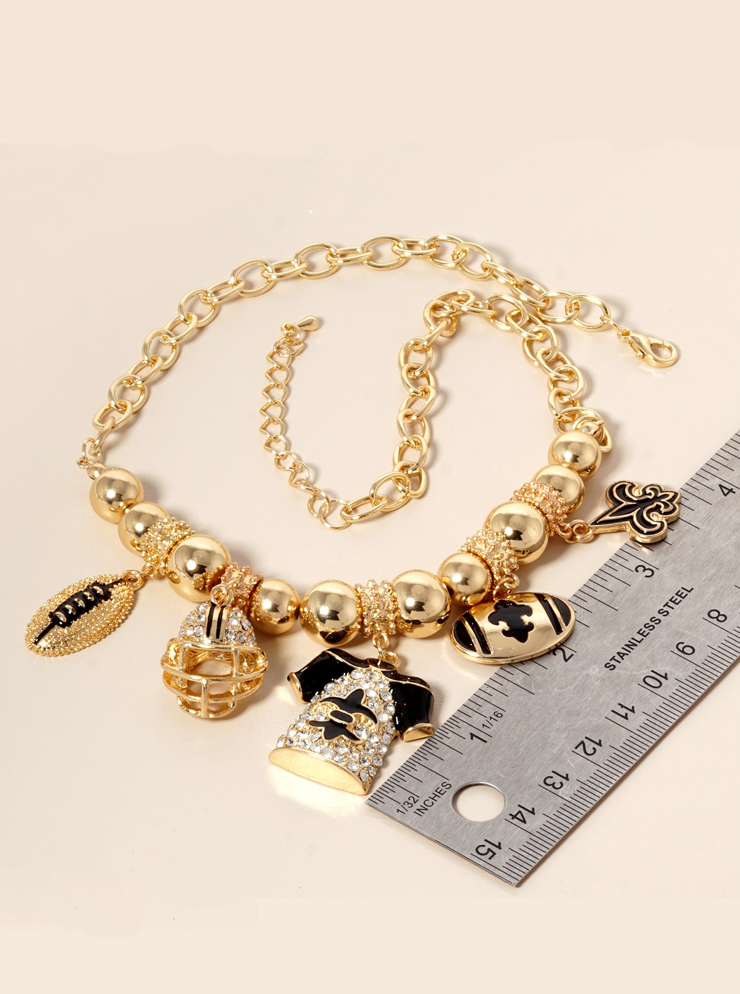 New Orleans Saints Fleur De Lis Rhinestone Necklace