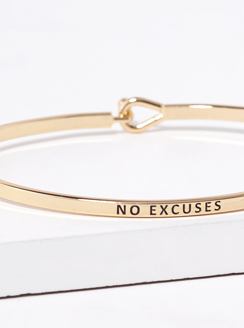 No Excuses Engraved Inspirational Bangle Bracelet