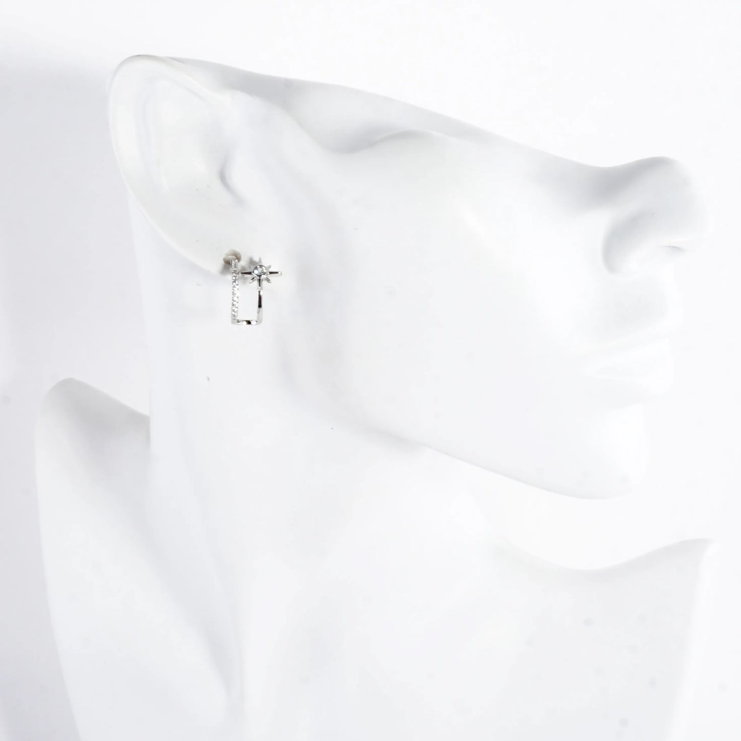 North Star Dual CZ Pave Hoop Huggie Earrings