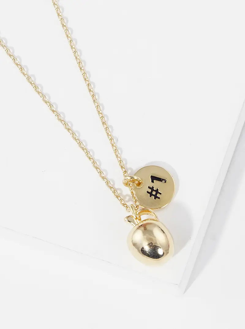 Number-1 Teacher Apple Pendant 18K-Gold-Dipped Necklace