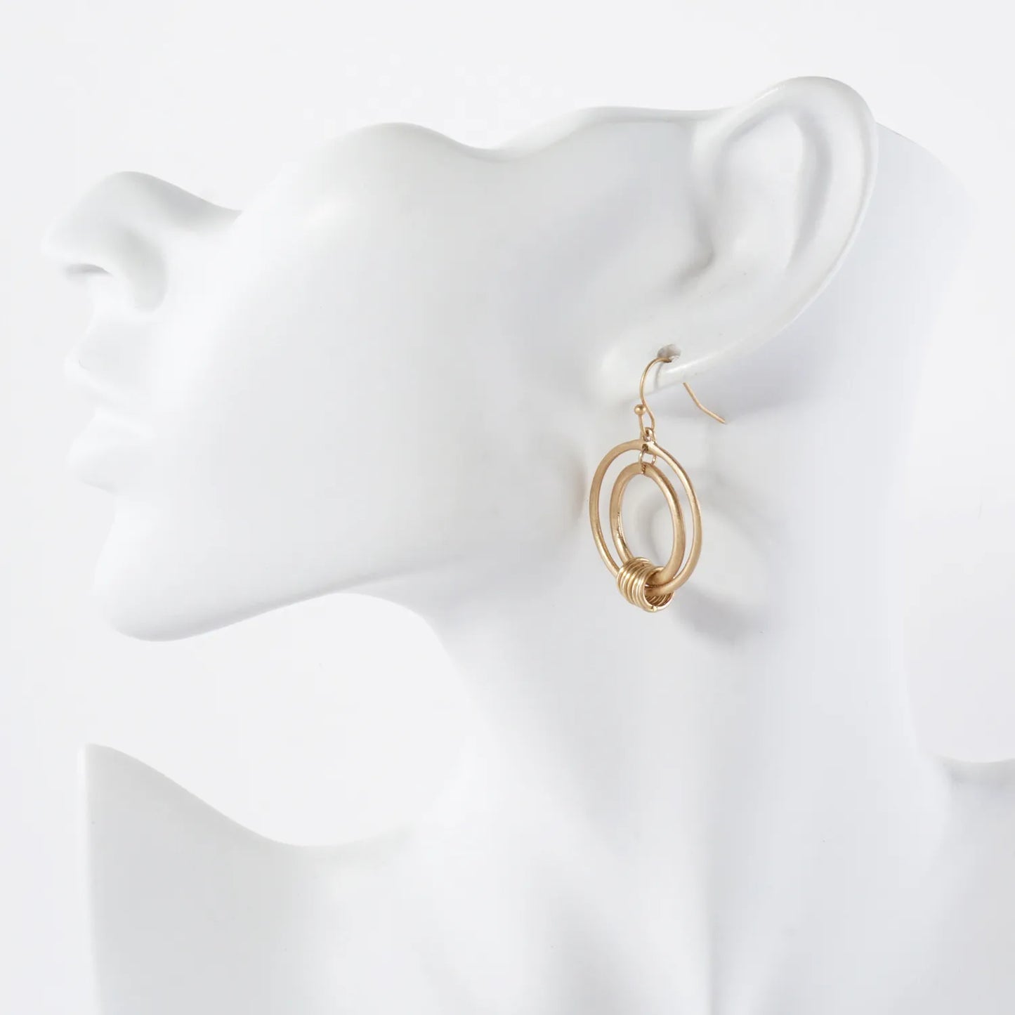 O-Ring Linked Double Circle Drop Earrings