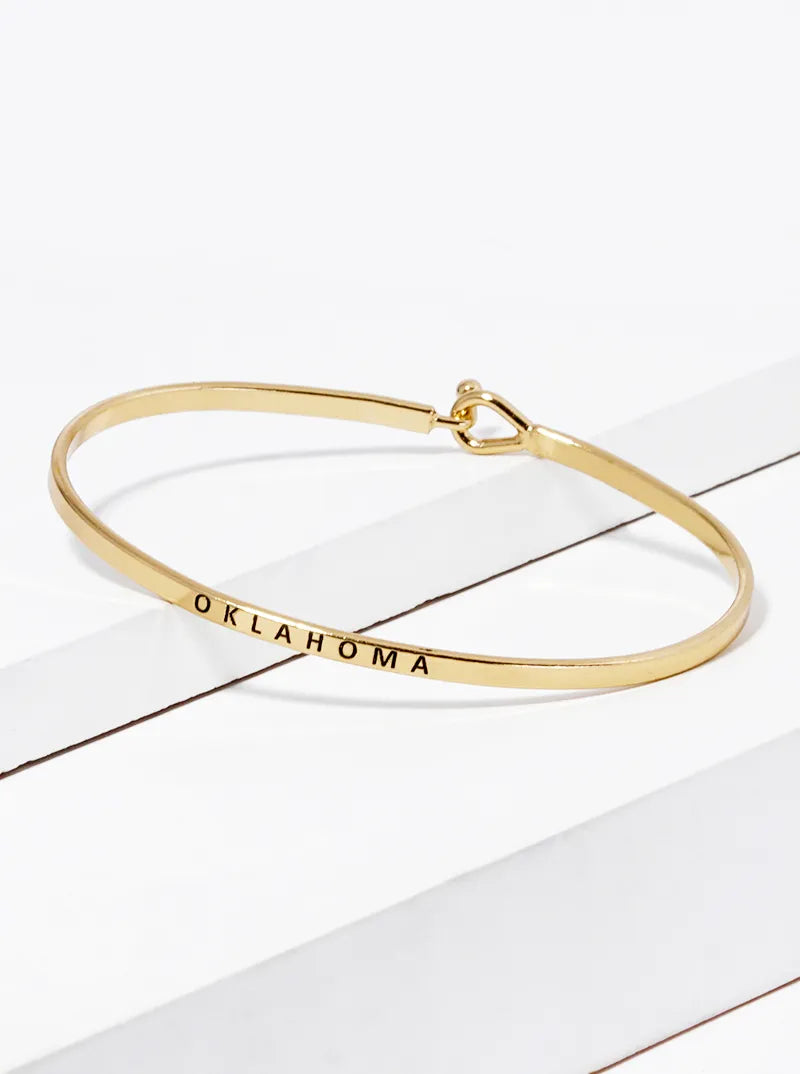 Oklahoma Engraved Inspirational Bangle Bracelet