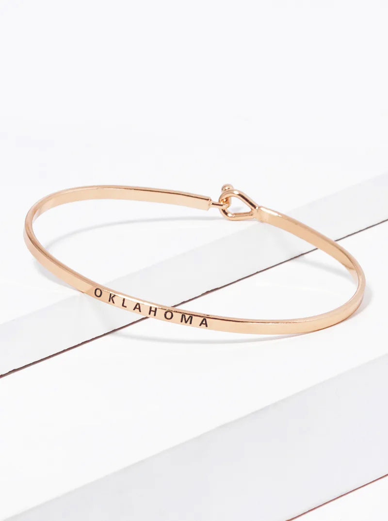 Oklahoma Engraved Inspirational Bangle Bracelet