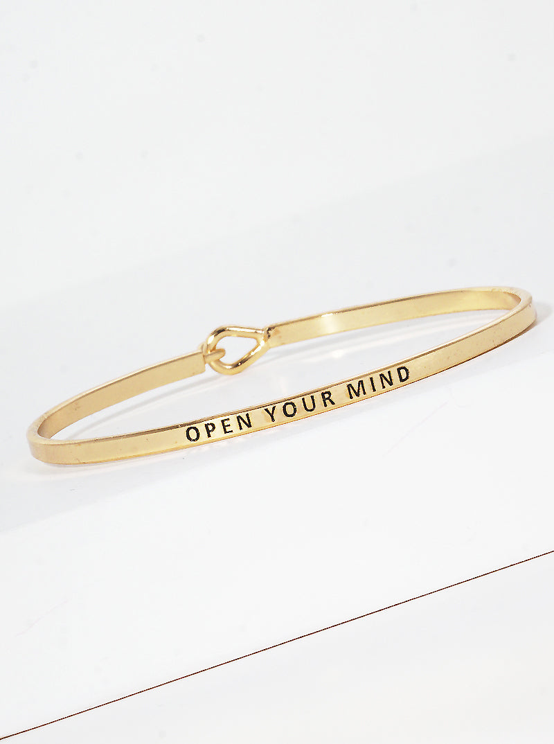 Open Your Mind Engraved Inspirational Bangle Bracelet