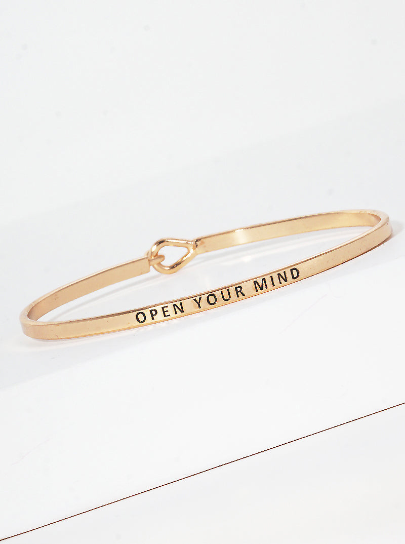 Open Your Mind Engraved Inspirational Bangle Bracelet