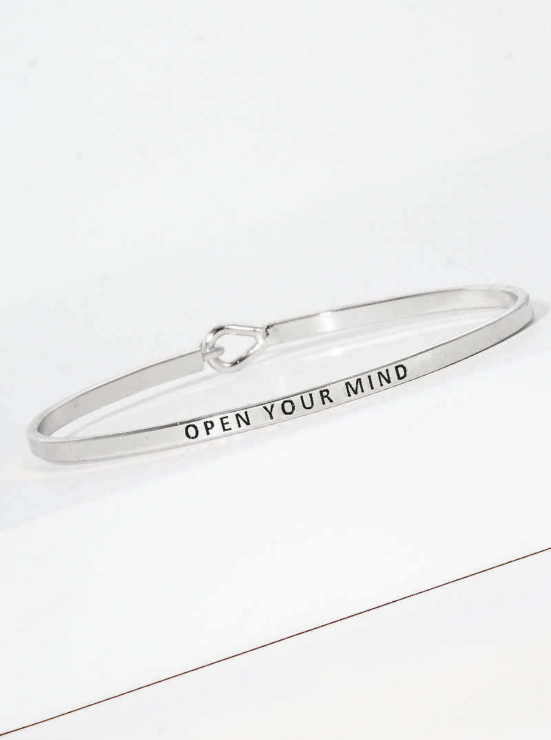 Open Your Mind Engraved Inspirational Bangle Bracelet