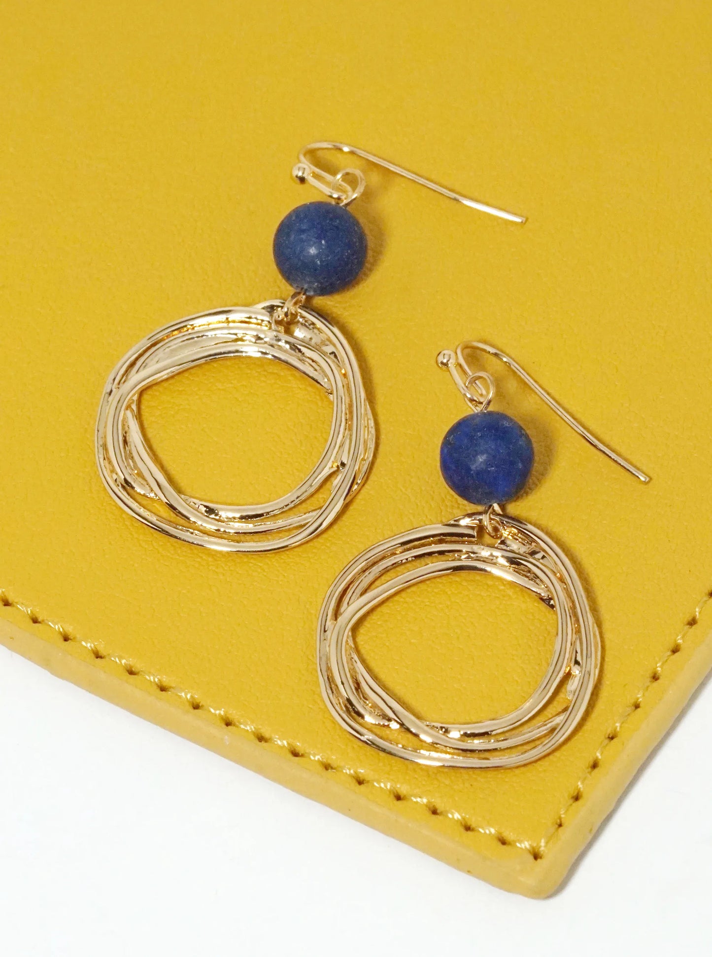 Organic Circle Drop Semi-Precious Stone Dangle Earrings