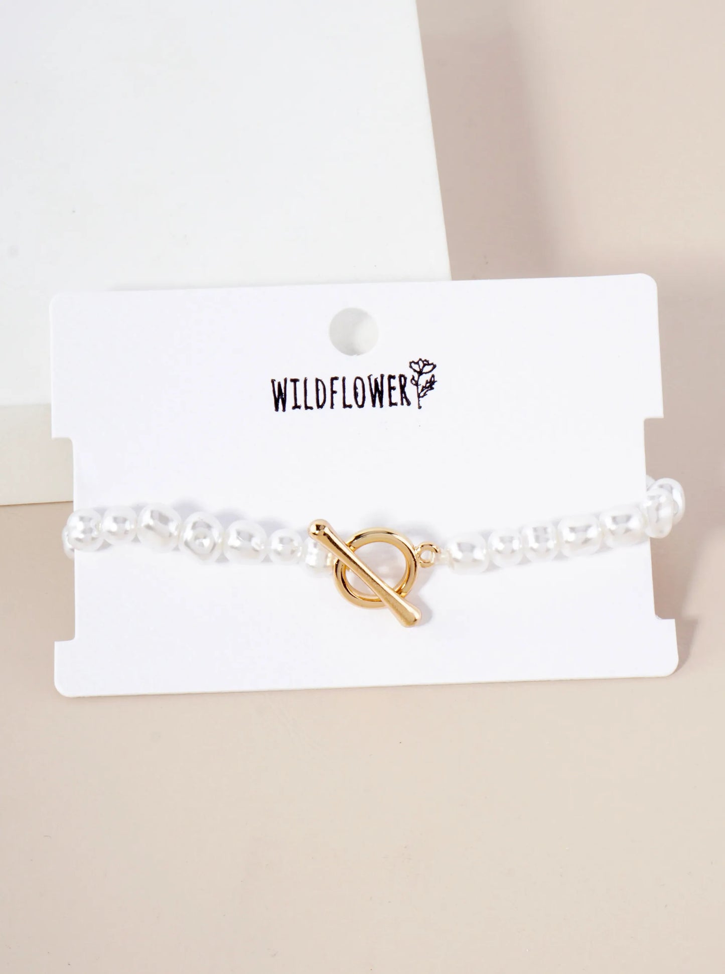 Organic-Shape Pearl-Bead Toggle-Closure Accents Stretch Bracelet