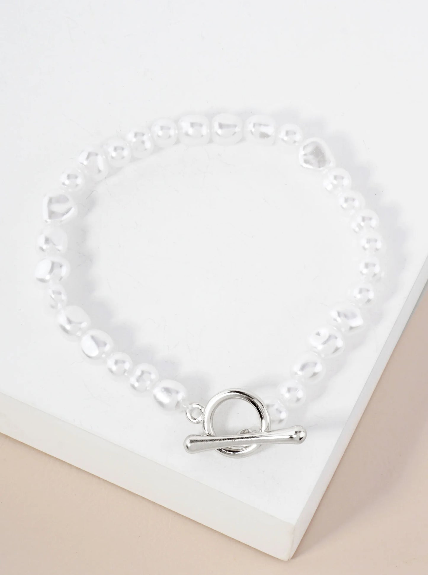 Organic-Shape Pearl-Bead Toggle-Closure Accents Stretch Bracelet