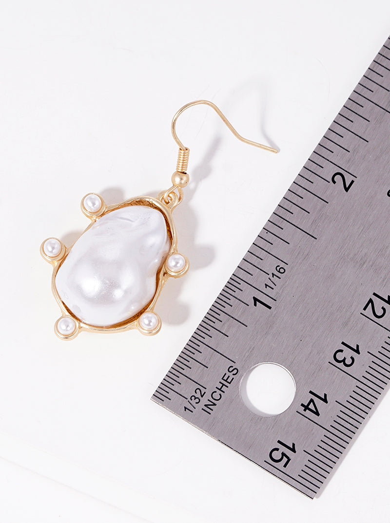 Organic Shaped Pearl Dangle Drop Earrings