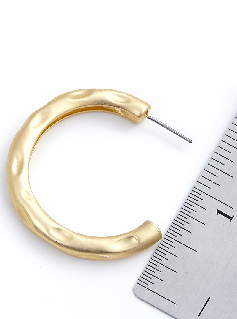 Organic Hammered Chunky Open Hoop Earrings