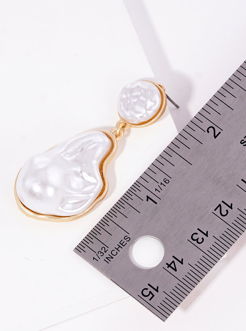 Organic Shaped Pearl Drop Post Dangle Earrings