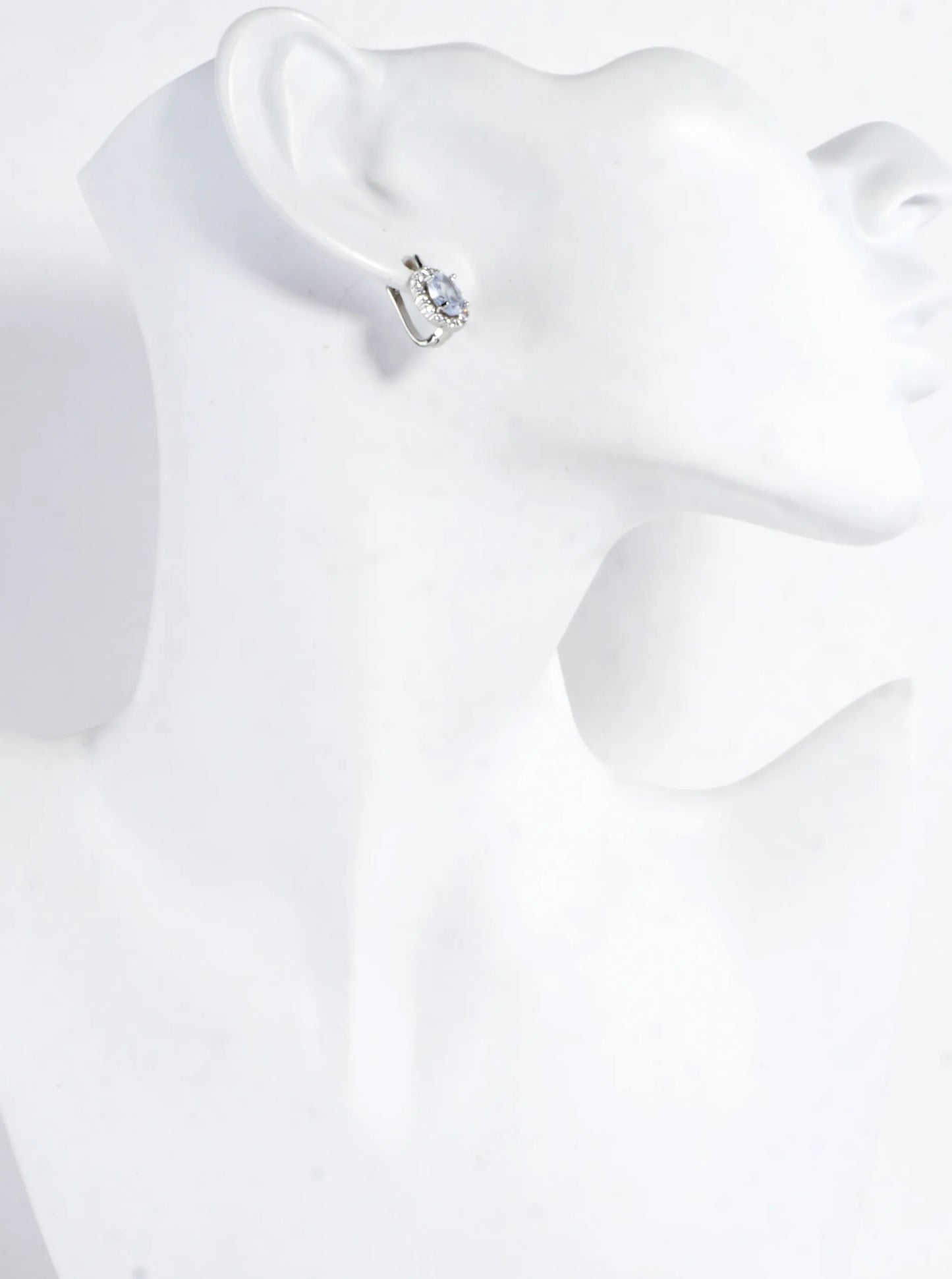 Oval CZ Halo Brass Huggie Hoop Earrings