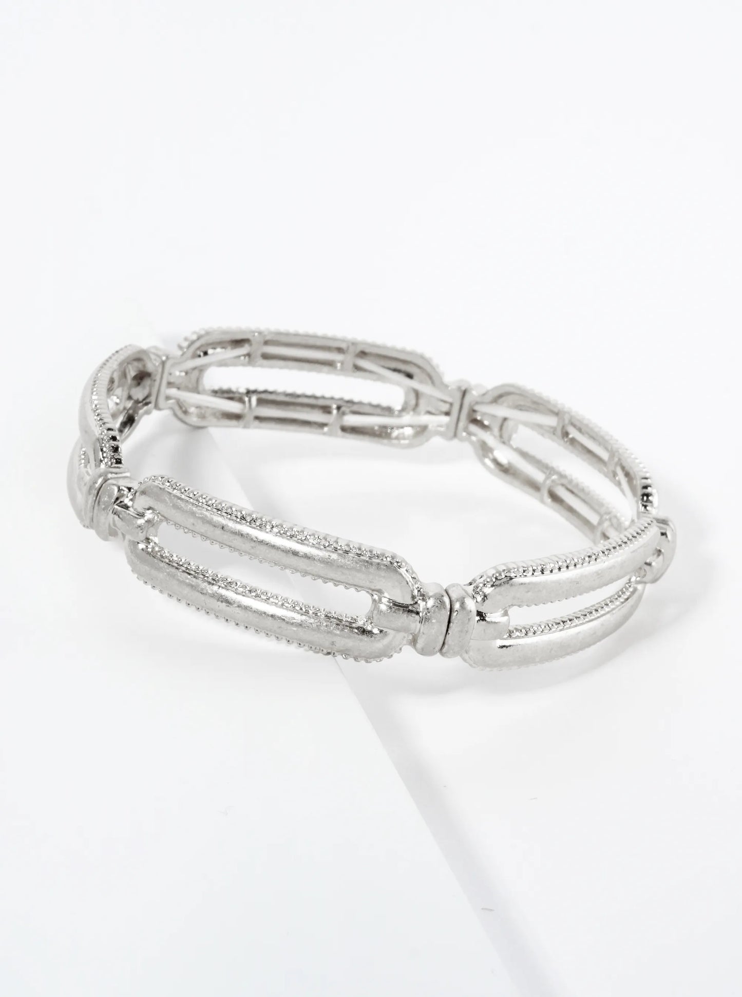 Oval Cast Linked Stretch Bracelet