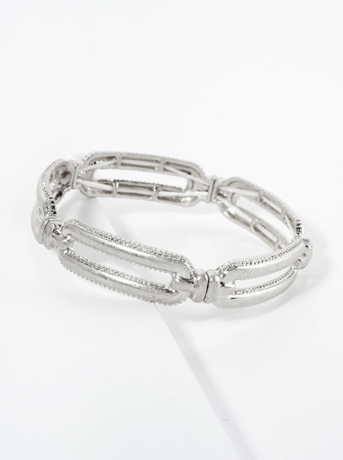 Oval Cast Linked Stretch Bracelet