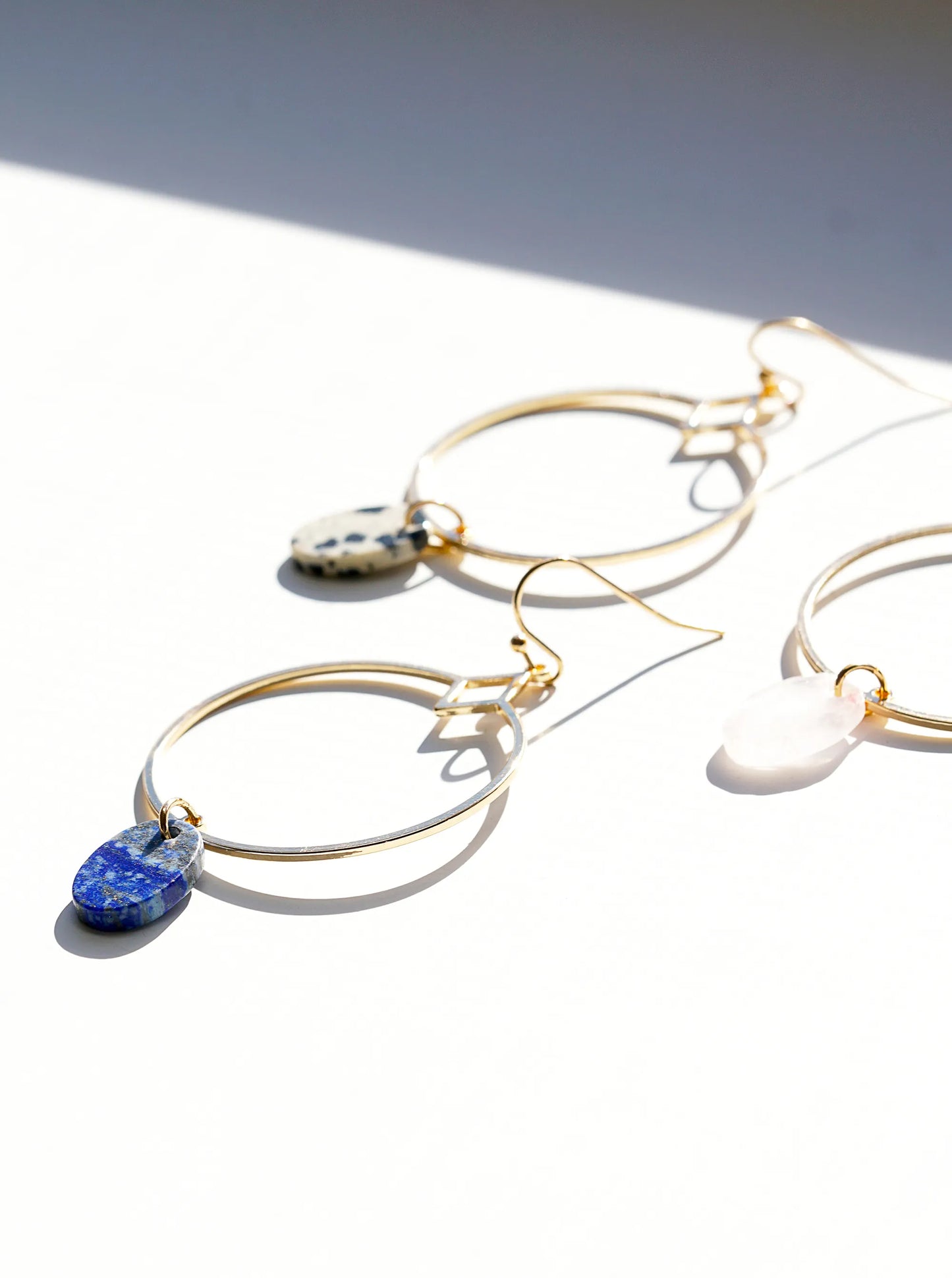 Oval Shape Semi-Precious Stone Drop Dangle Earrings