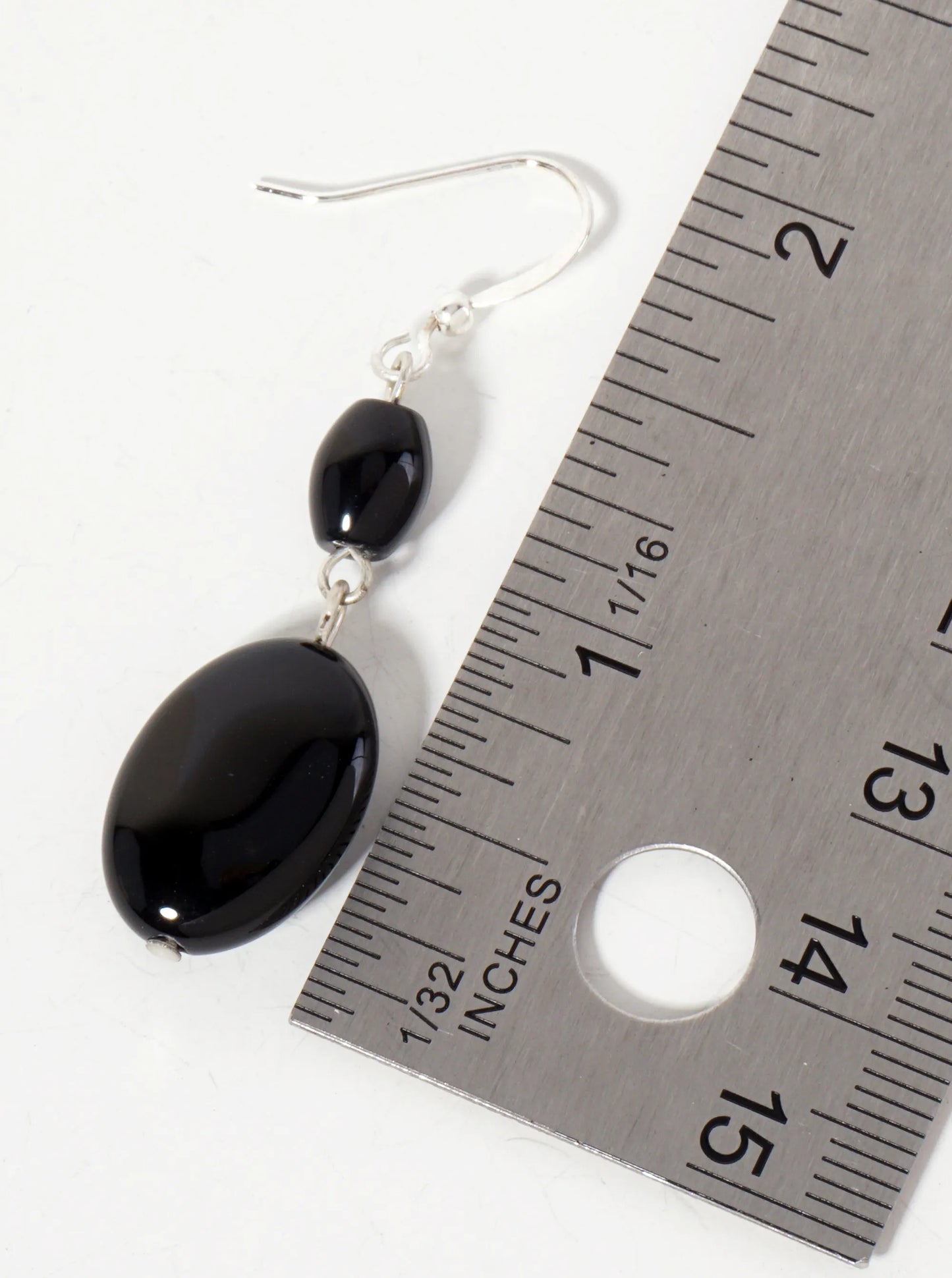 Oval-Shaped Onyx Semi-Precious Natural-Stone Drop Earrings