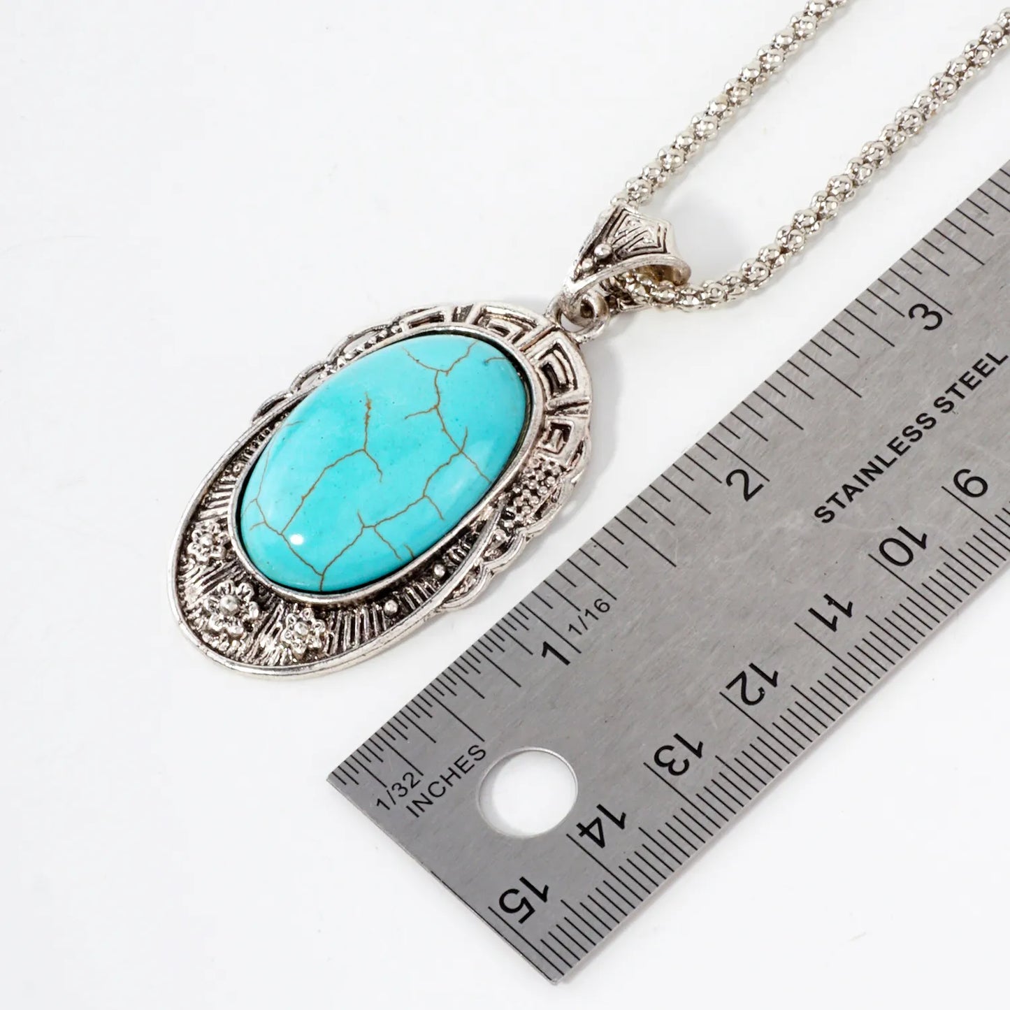 Oval Turquoise Pendant 19-Inch Necklace