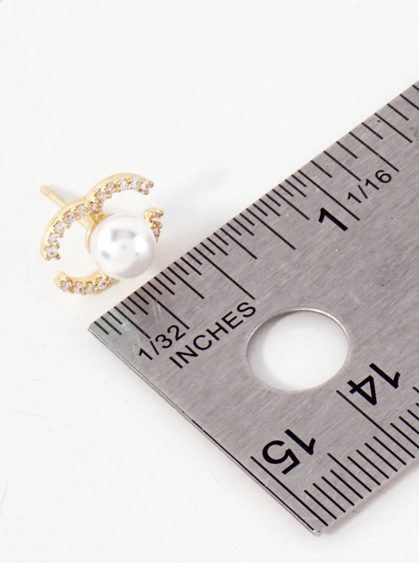 Overlapping C-Shaped Pave-Set CZ 14K-Gold-Dipped Stud Earrings