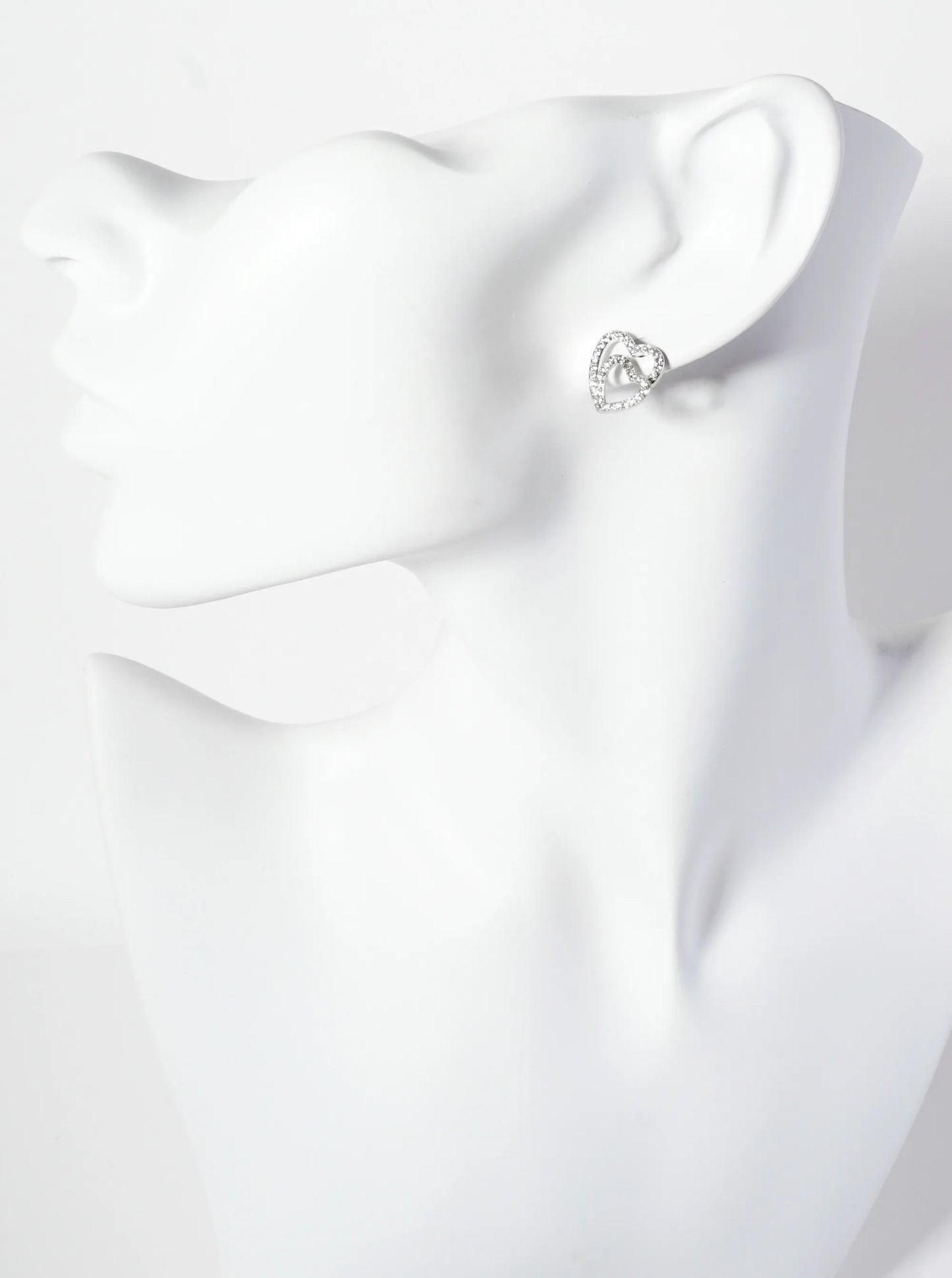 Overlapping Hearts Pave-Set Cubic-Zirconia 18K-Gold-Dipped Stud Earrings