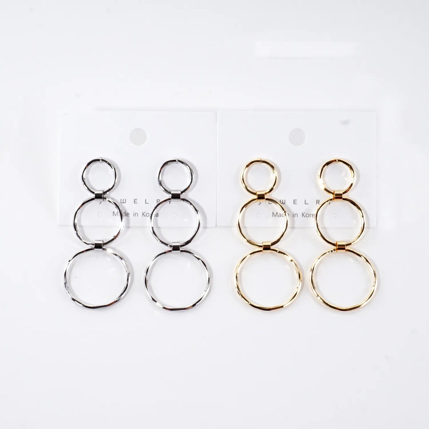 PPF 3 Shiny Circles Drop Earrings