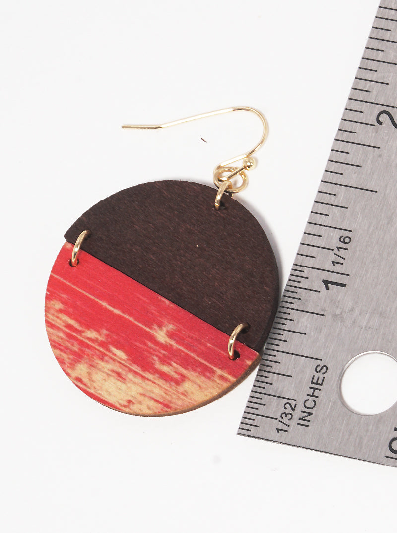 Painted Wood Dangle Drop Earrings