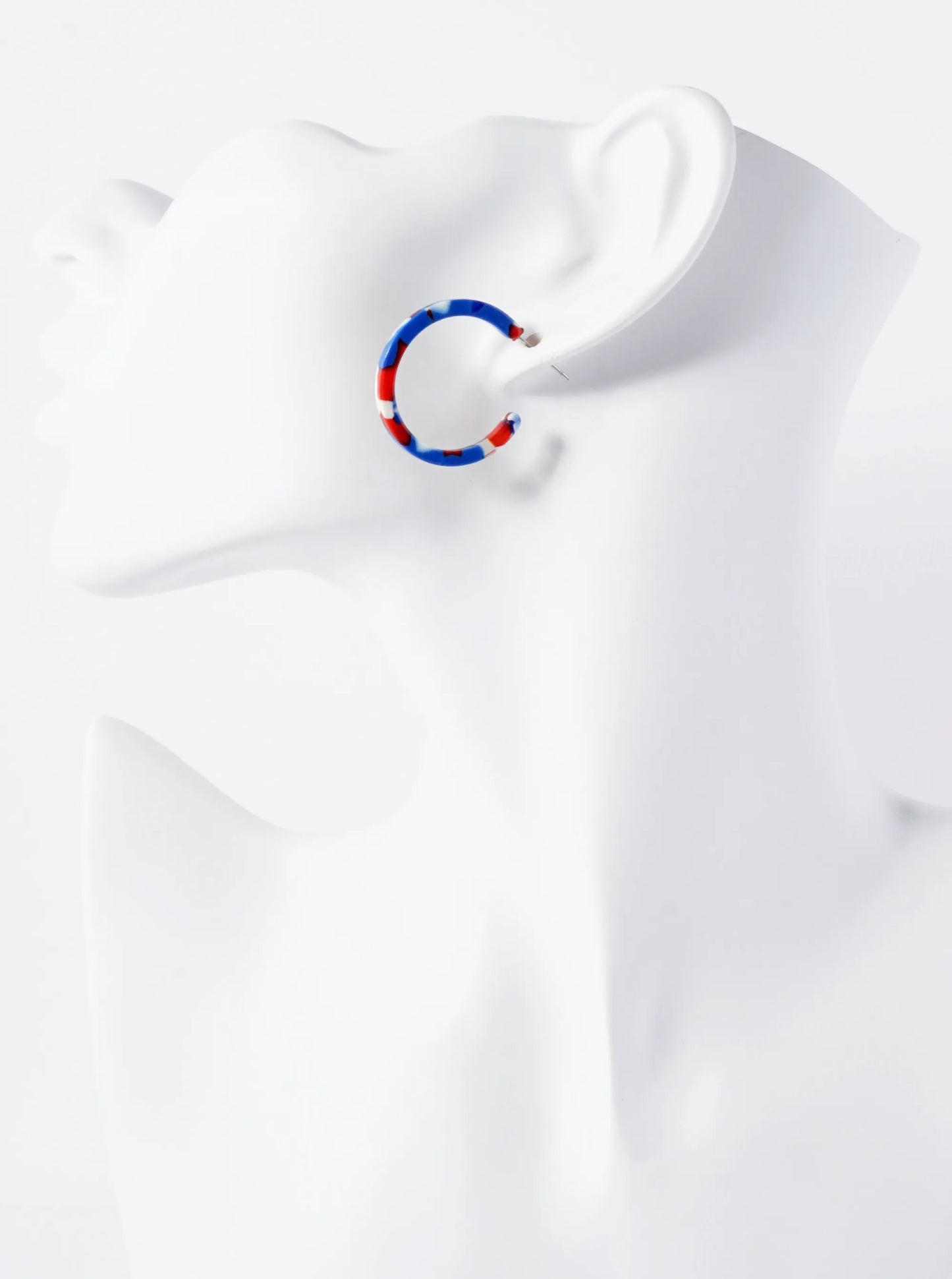 Patriotic-Theme 22mm Acetate Hoop Earrings