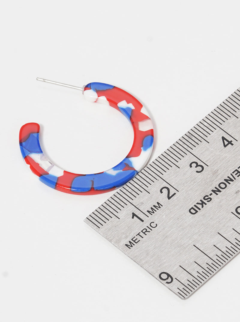 Patriotic-Theme 23mm Acetate Flat Hoop Earrings