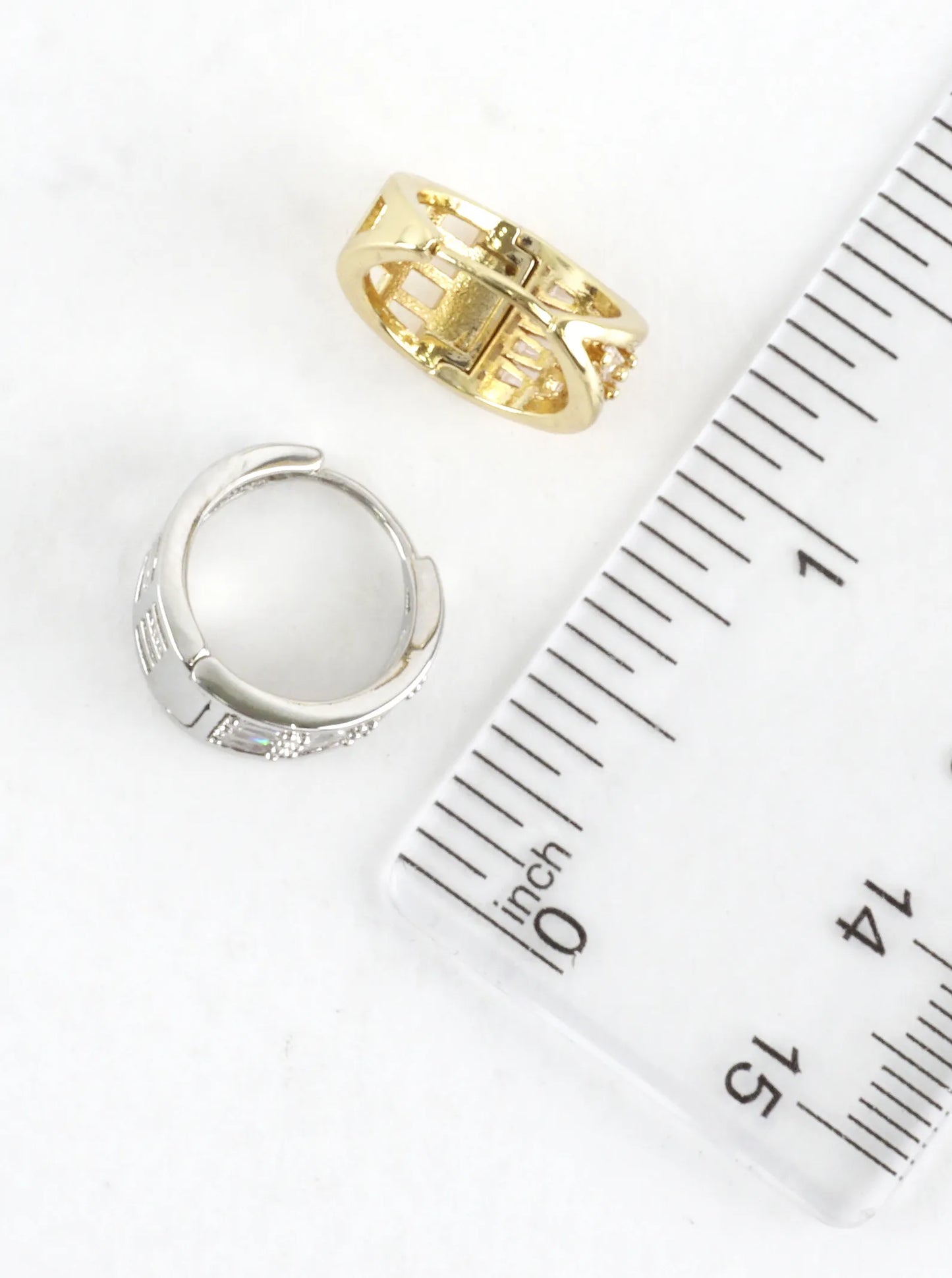 Pave Baguette Crystal Huggie Hoop Earrings