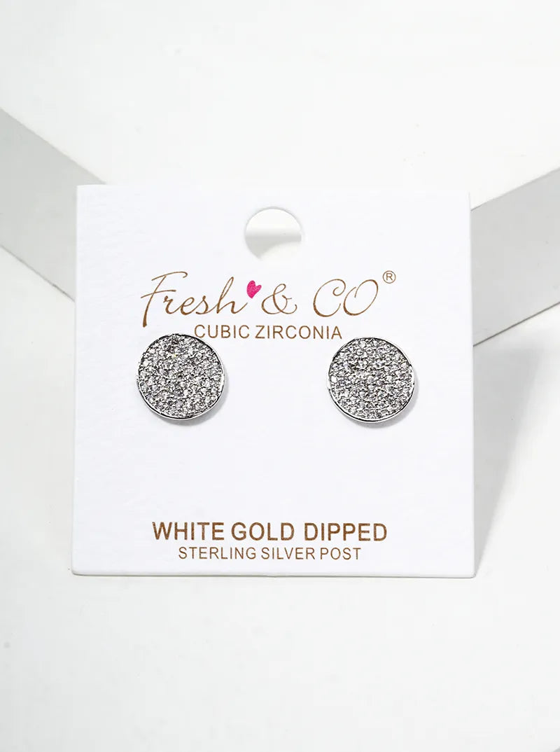 18K Gold Dipped CZ Pave Starburst Post Stud Earrings