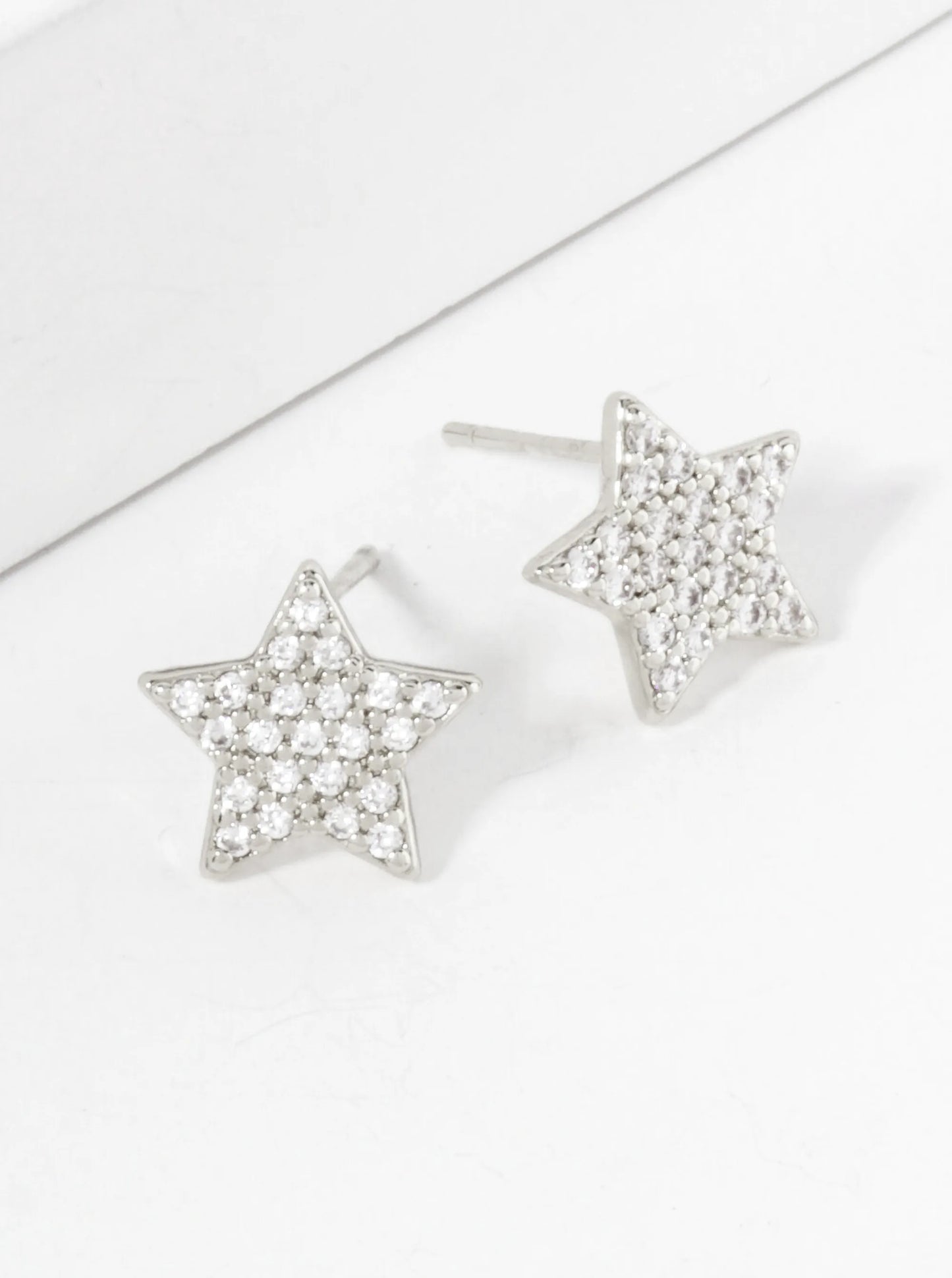 Pave-Set Cubic-Zirconia 10mm Star-Shaped 18K-Gold-Dipped Stud Earrings