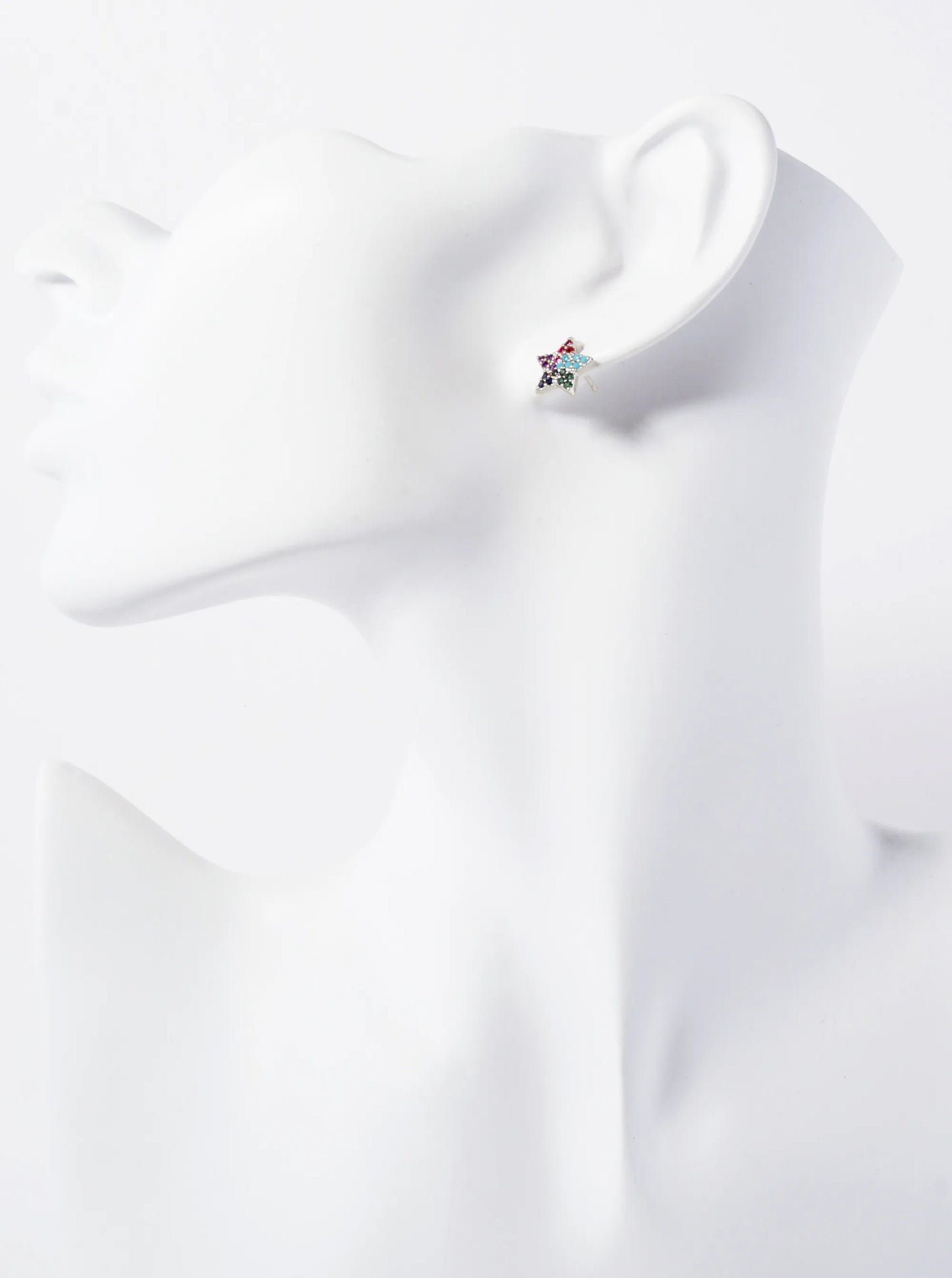 Pave-Set Cubic-Zirconia 10mm Star-Shaped 18K-Gold-Dipped Stud Earrings
