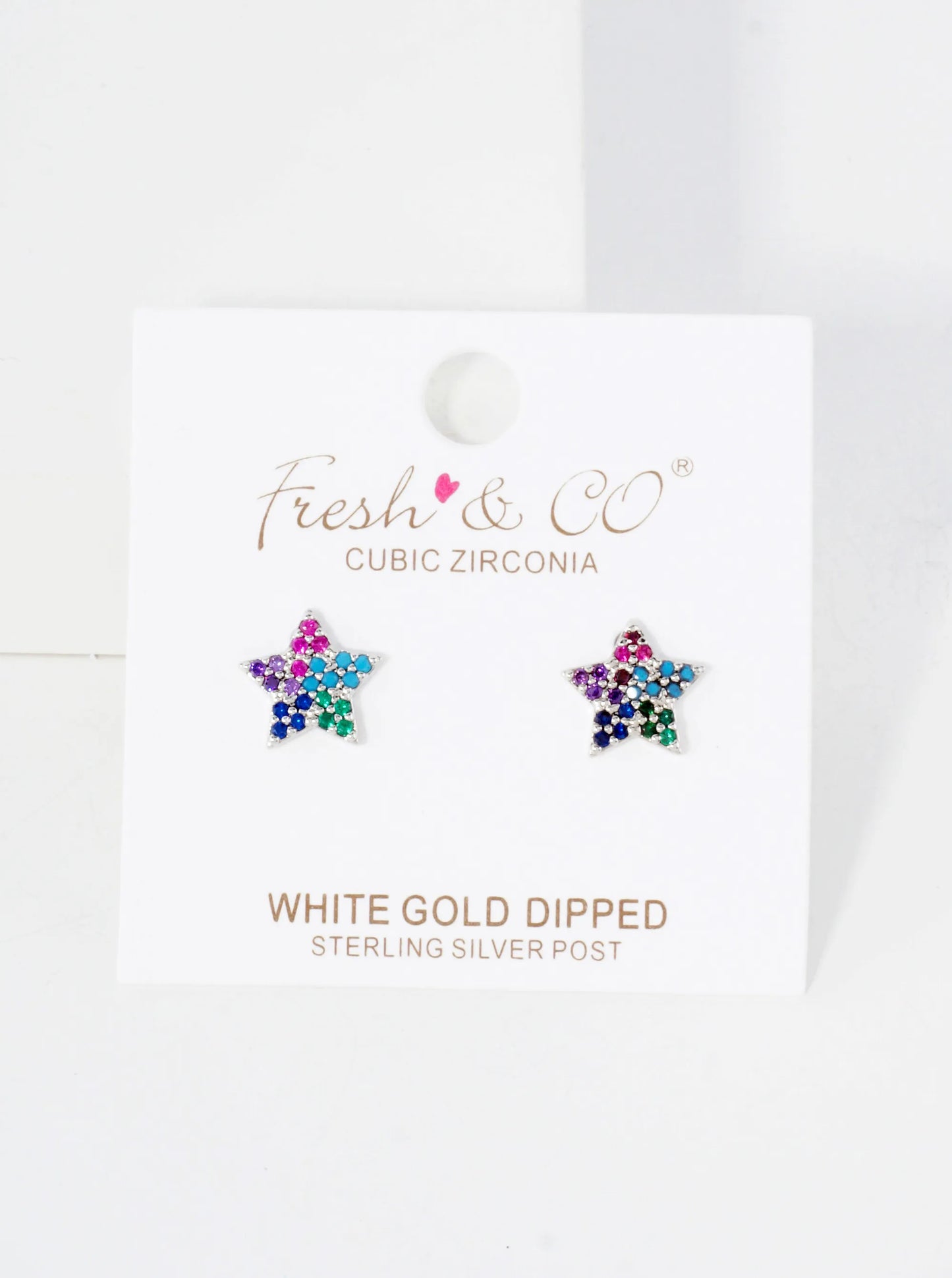 Pave-Set Cubic-Zirconia 10mm Star-Shaped 18K-Gold-Dipped Stud Earrings