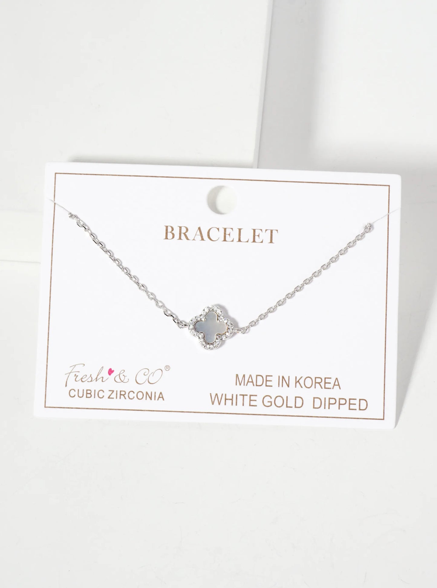 Pave-Set Cubic-Zirconia 11mm 18K-Gold-Dipped Brass Quatrefoil Chain Bracelet