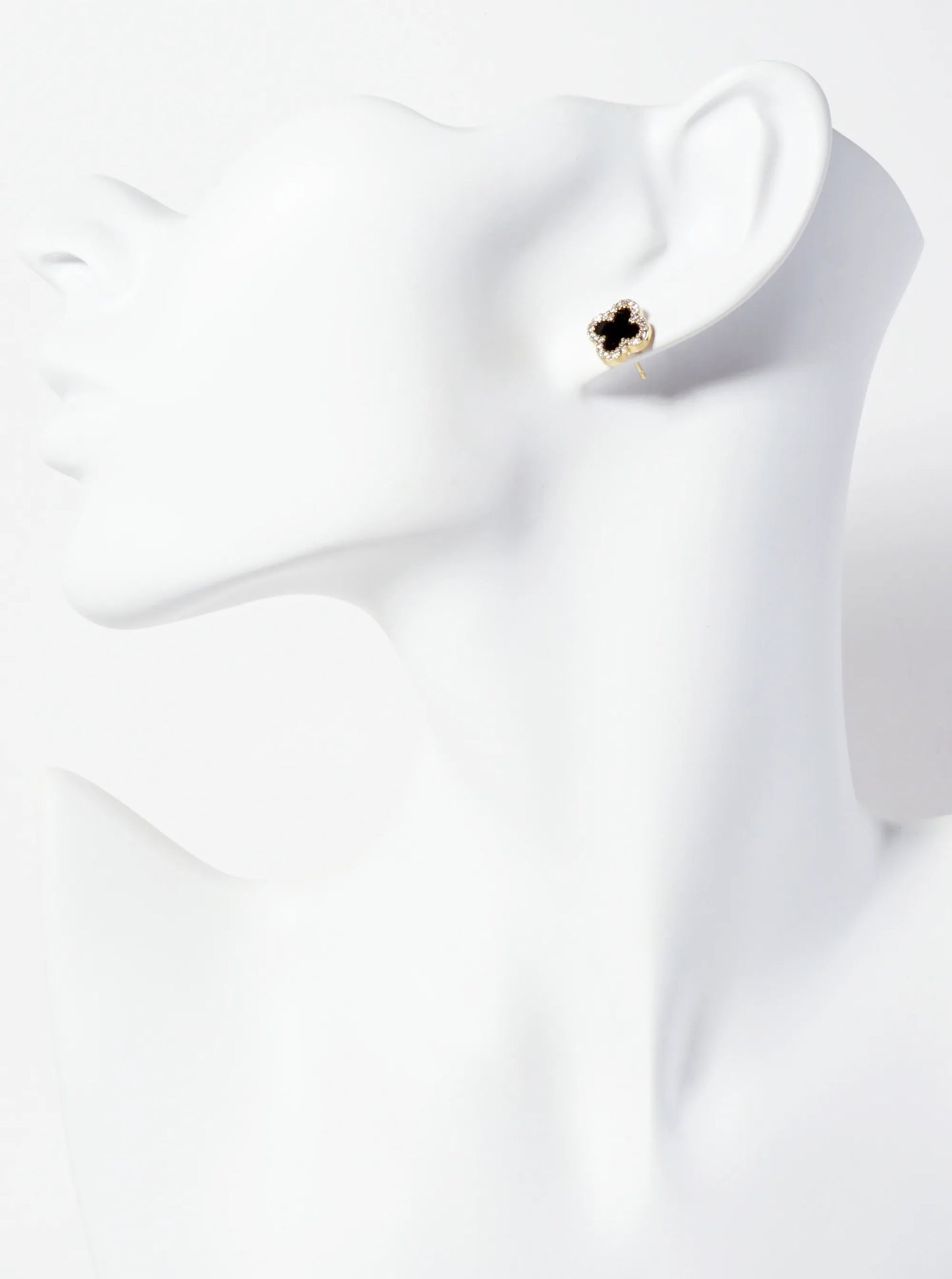 Pave-Set Cubic-Zirconia 11mm 18K-Gold-Dipped Brass Quatrefoil Stud Earrings