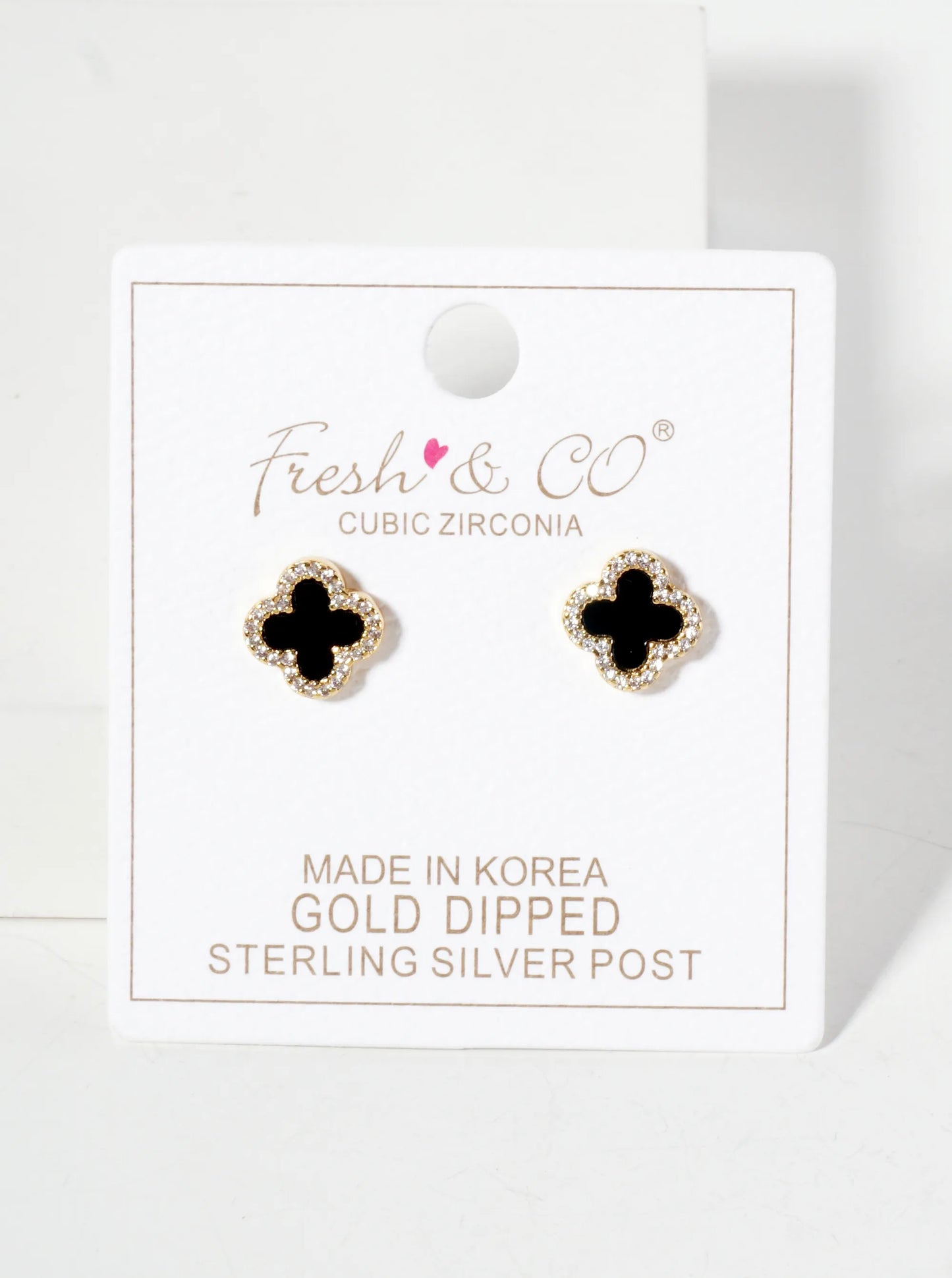 Pave-Set Cubic-Zirconia 11mm 18K-Gold-Dipped Brass Quatrefoil Stud Earrings