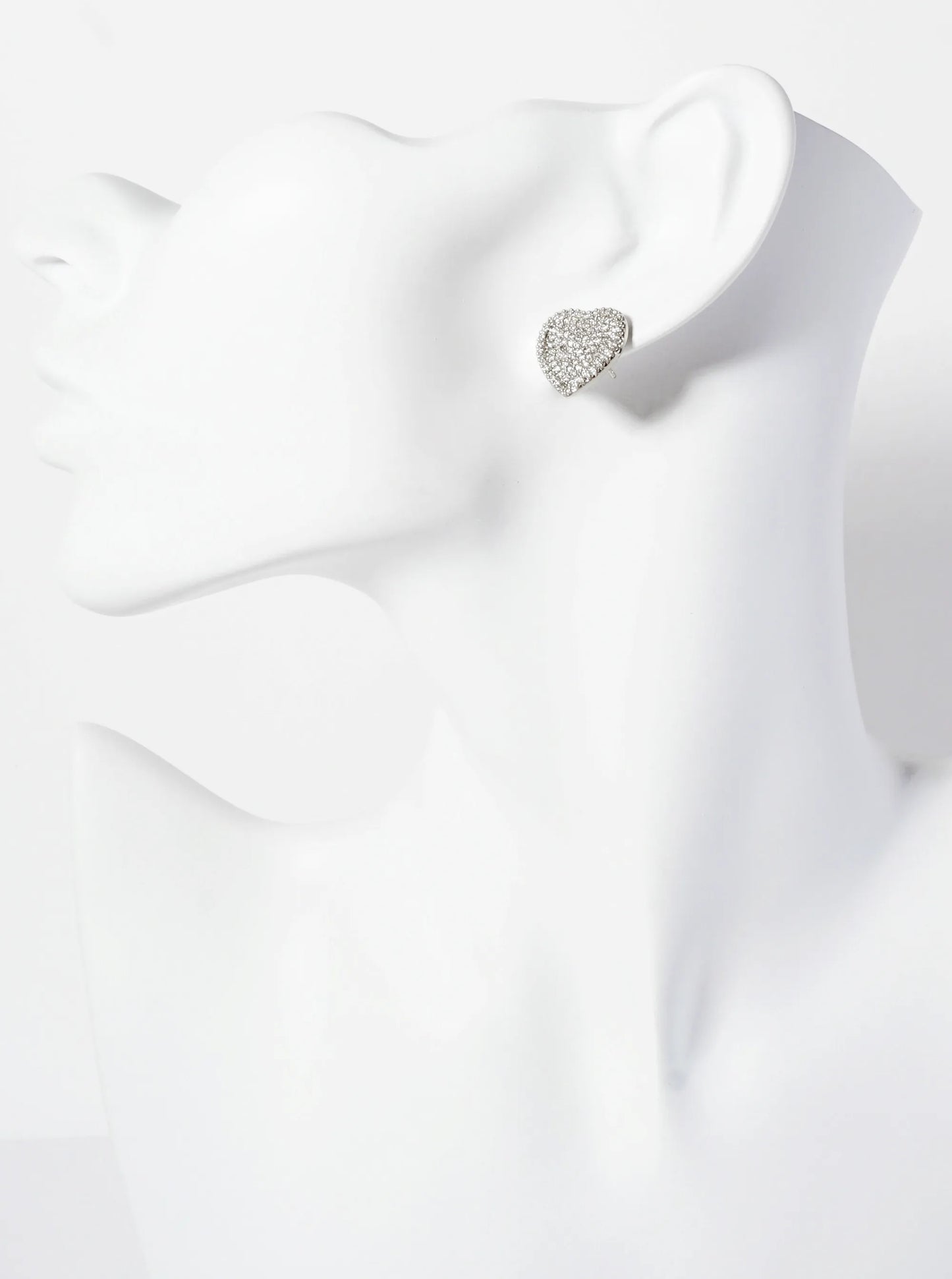 Pave-Set Cubic-Zirconia 15mm Heart-Shaped 18K-Gold-Dipped Stud Earrings