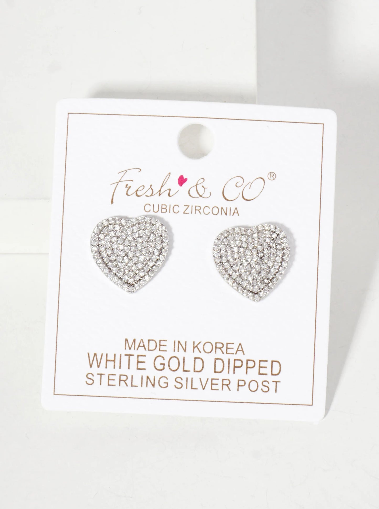 Pave-Set Cubic-Zirconia 15mm Heart-Shaped 18K-Gold-Dipped Stud Earrings