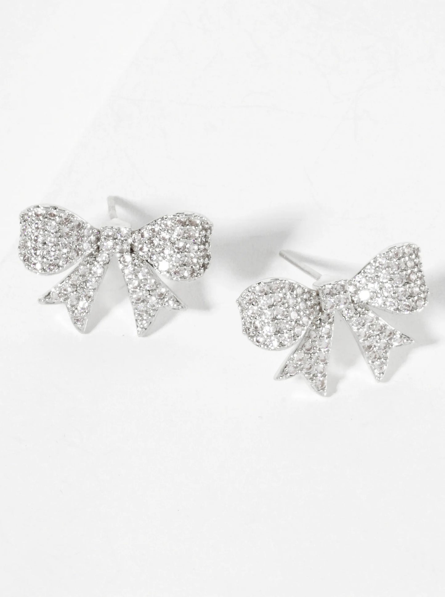 Pave-Set Cubic-Zirconia 17mm Bow 18K-Gold-Dipped Stud Earrings