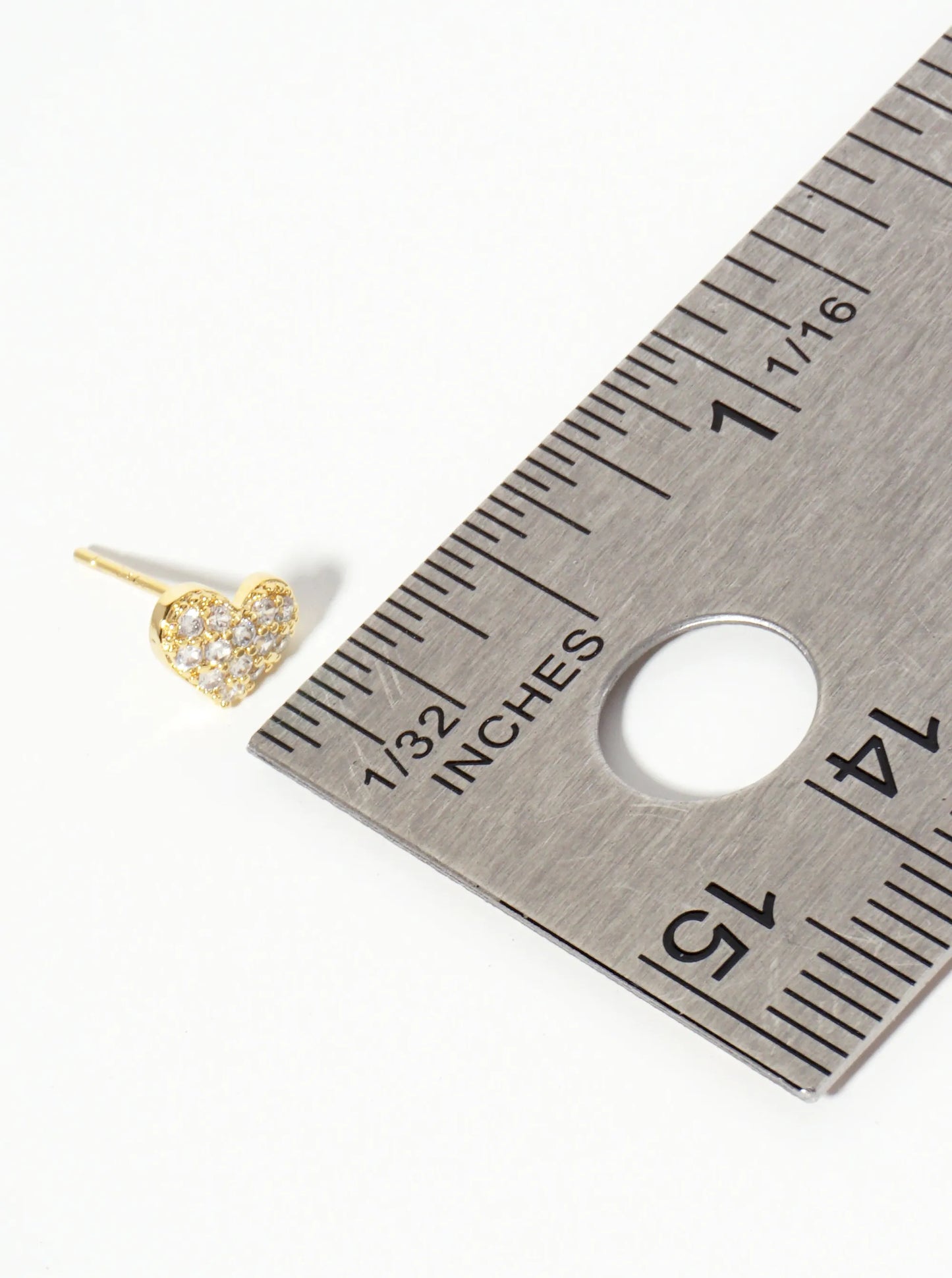 Pave-Set Cubic-Zirconia 5mm Heart 18K-Gold-Dipped Stud Earrings